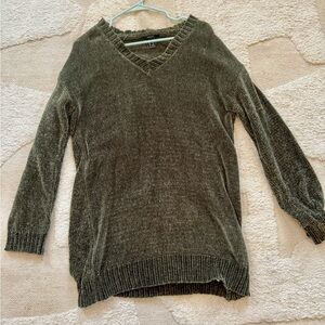 Forever 21 V-Neck Olive Sweater Dress, Size M